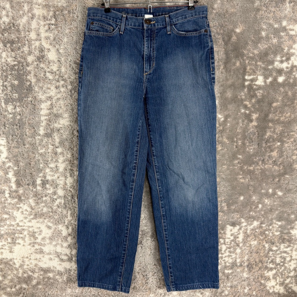 Eddie Bauer Size 10 Original Loose Tapered Leg Casual Denim Jeans Blue Women